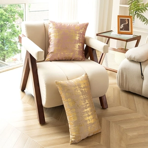 Luxury velvet gold-stamped square and rectangular decorative pillow covers in pink
