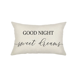 Linen rectangle pillowcase with Good Night Sweet Dreams print on white background