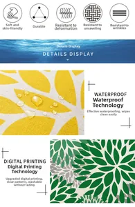 Macro-opname van waterdichte stof met bladpatroon en digitale printtextuur van nabij
