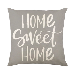 Fodera per cuscino grigia impermeabile in lino con stampa Home Sweet Home decorativa