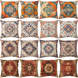 Bohemian Vintage Printed Short Plush Throw Pillow Case Persian Mandala Geometric Decorative Cushion Cover For Sofa Home