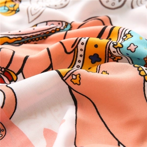 Colorful elephant pattern cotton linen scarf with soft diagonal weave texture for women