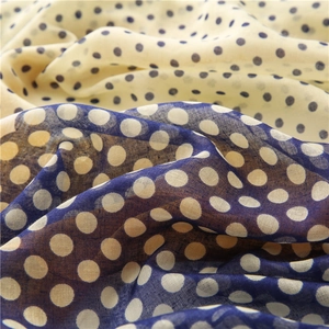 Lightweight cotton linen polka dot shawl for women with soft texture and two-tone design