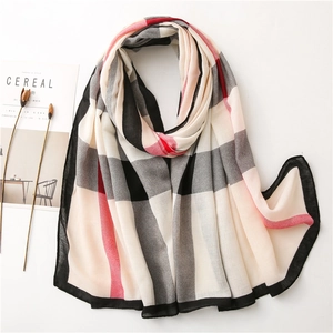 Châle Écharpe À Carreaux Femme Style Britannique Polyester Léger Protection Solaire Enveloppement De Mode