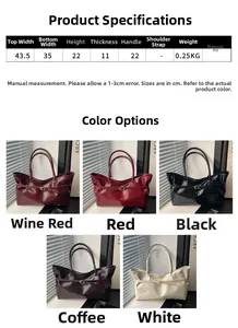 Vue détaillée des grands sacs fourre-tout vintage en cuir PU en cinq couleurs