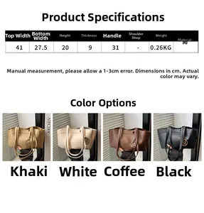 Detailed size specifications and multi-color options for this large capacity tote bag