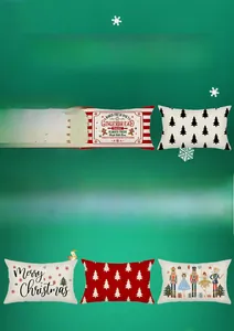 Detailed grid of nine festive Christmas lumbar pillowcases with diverse holiday prints