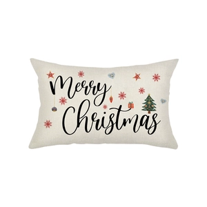 Rectangular Merry Christmas decorative throw pillow cover with festive holiday print