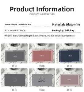 Detail view of absorbent diatom mud mats with minimalist home prints in various colors