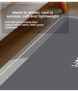 Close-up of a soft grey cotton-like velvet floor mat on light wooden flooring