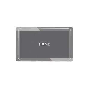 Absorbent diatom mud bath mat with gray marble design and Home heart typography