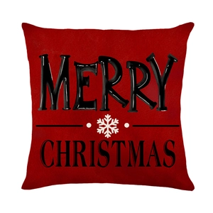 Red Christmas pillowcase with Merry Christmas text and snowflake patterns on white background
