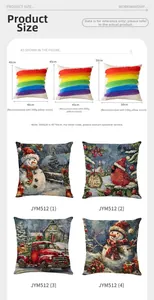 Size chart for Christmas pillow covers showing 40x40cm, 45x45cm and 50x50cm dimensions
