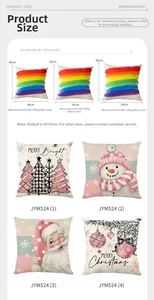 Size chart for Christmas pillow covers showing dimensions 40cm, 45cm, and 50cm variants