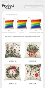 Christmas pillowcase size guide featuring 40/45/50cm options and holiday wreath prints