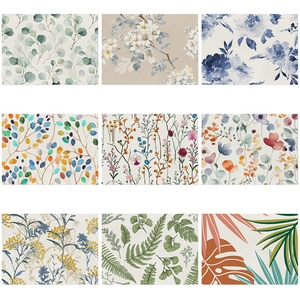 Floral Print Cotton Linen Placemat Waterproof Heat Resistant Table Mat Botanical Decorative Kitchen Dining Tableware Mat