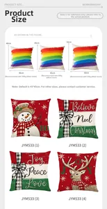 Tableau des tailles et guide de rembourrage pour housses de coussin de Noël en lin