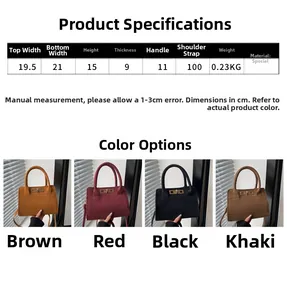 Size chart showing bag dimensions and material details for the vintage frosted handbag