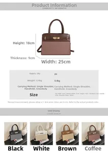 Spécifications détaillées de taille et matériaux pour le petit sac à main bicolore chic
