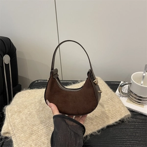 Borsa a Spalla Mezzaluna Minimalista in Stile Francese per Donna in Finta Pelle Scamosciata e Pelle Moda Retro Piccola Borsa Sottobraccio