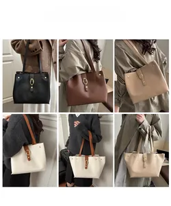 Sacs cabas en cuir à clous en plusieurs coloris portés par des mannequins en gros plan