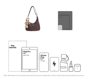 Size comparison of large brown tote bag showing capacity for iPad Pro and daily essentials