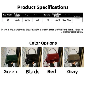 Size guide for vintage crossbody bag with dimensions, weight and available colors