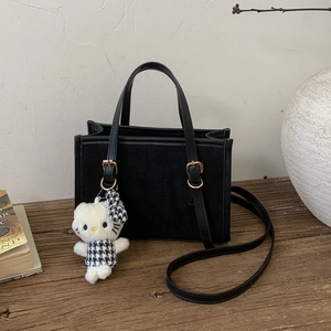 Borsa Tote in Pelle PU Opaca Vintage Grande Capacità Retrò Quadrata a Tracolla da Pendolare per Donna Borsa a Mano Street Fashion