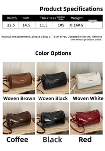 Spécifications de taille et six variantes de couleur du sac cylindre Boston à losanges