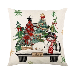 Christmas snowman and vintage truck print decorative polyester pillowcase for holiday sofa decor