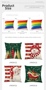 Size guide for Christmas pillow covers showing dimensions and insert weight suggestions