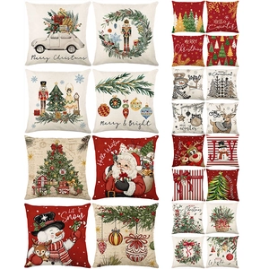 Set of 18 festive Christmas pillow covers with Santa, reindeer and tree patterns