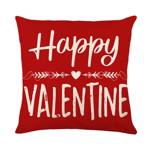 Roter quadratischer Valentinstag-Kissenbezug mit weißem Happy Valentine Schriftzug
