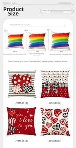 Guide des tailles pour housses de coussin Saint-Valentin en 40cm, 45cm et 50cm
