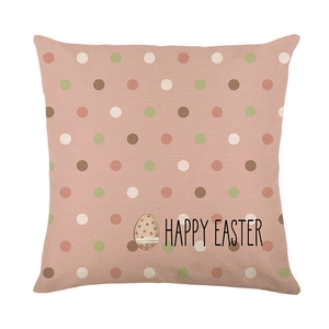 Funda de cojín rosa de Pascua con lunares y estampado Happy Easter para sofá