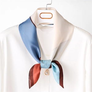Elegant Geometric Color Block Satin Square Scarf Women Satin Feel Neck Scarf Chic Office Commuter Hair Wrap Accessory