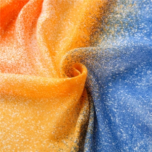 Starry sky gradient cotton linen scarf in orange and navy blue with white micro dots