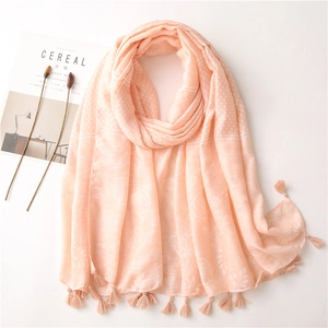 Schal Mit Blumendruck Polyester Leinenhaptik Leicht Atmungsaktiv Mit Quasten Strand Reise Damen Sonnenschutz