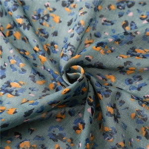 Lightweight cotton linen floral scarf for women with vintage floral pattern in grey-green