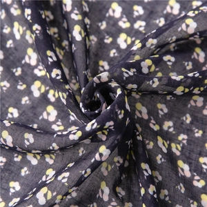 Navy floral cotton linen scarf with vintage Japanese style and sheer breathable texture