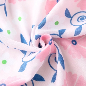 Soft cotton-linen feel scarf with elegant pink gardenia floral patterns for women