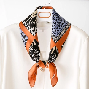 Vintage Vrouwen Vierkante Satijnen Sjaal Dierenprint Luipaard Zebra Geometrisch Patroon Kleine Halssjaal Haarband Accessoire