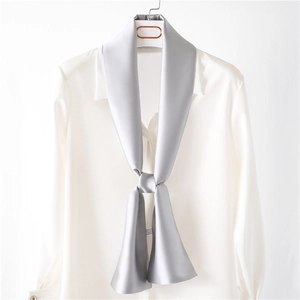 Foulard Fin en Satin pour Femme Couleur Unie Élégant Cravate de Cou Mode Longue Bande Décorative pour Bureau Quotidien