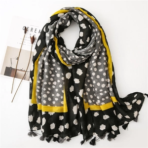 Femmes Long Écharpe Châle À Pois Toucher Coton Lin Grand Enveloppement Avec Glands Mode Loisirs Polyvalent