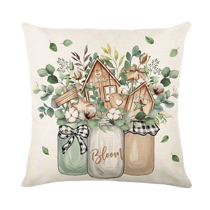 Floral pillow case with watercolor botanical prints and cozy home decor lettering