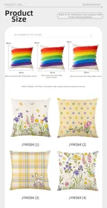 Size guide for Easter plaid pillowcases showing 40x40, 45x45, and 50x50 cm options