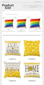 Size guide for daisy print cushion covers in 40x40cm, 45x45cm and 50x50cm dimensions