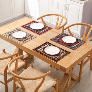 Bohemian Persian Style Placemats Vintage Oriental Mandala Floral Heat Resistant Cotton Linen Waterproof Table Mats Home Kitchen Decor