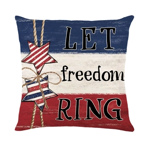 US Independence Day throw pillow cover with Let Freedom Ring print and star stripes