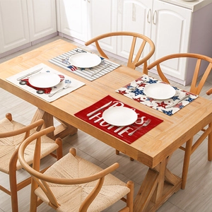Independence Day Placemats Waterproof Heat Resistant Cotton Linen Table Mats Patriotic Stars Stripes Red Truck Dining Decor